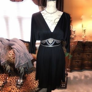 NWT Black dress with sequined/beading waistline